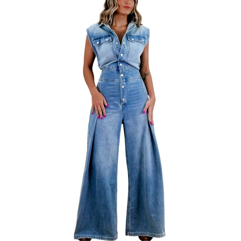 HYFVE – Doing The Most Denim Jumpsuit (Sold by ECB) – S - Picture 4 of 5